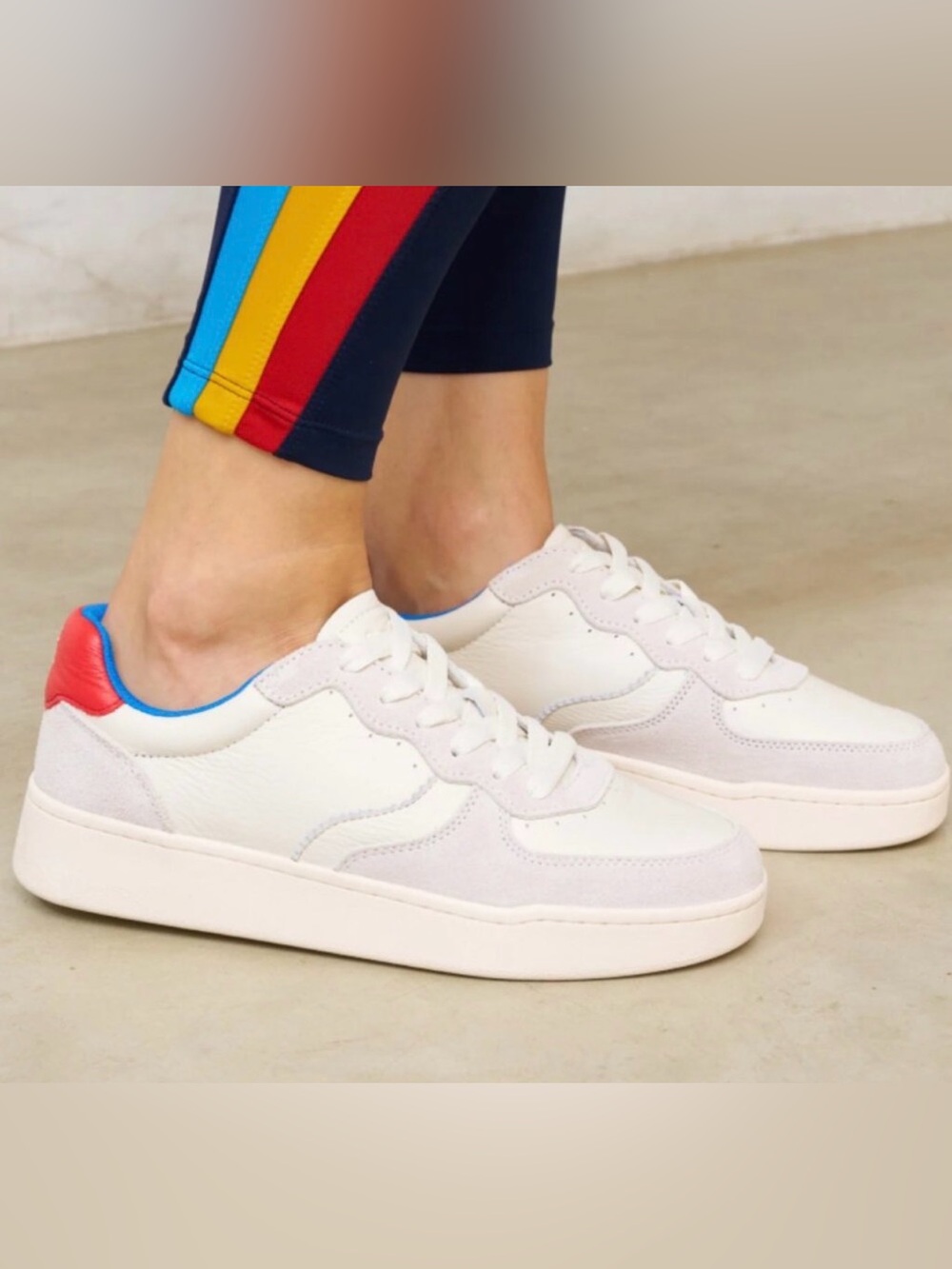 Soludos Roma Retro Sneaker Leather White Red Blue